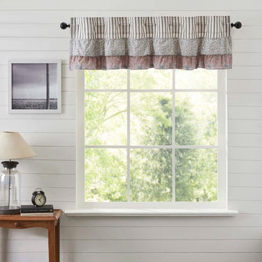 Kaila Ticking Blue Ruffled Valance 16x60 VHC Brands - The Fox Decor